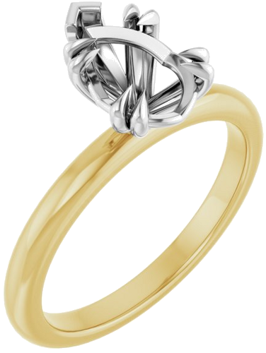 Sužadėtuvių Žiedas „Double Claw-Prong“ 14k yellow/white gold Pear 9mm x 6mm (1)