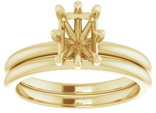 14K Yellow 7x5 mm Emerald Solitaire Engagement Ring Mounting (8)