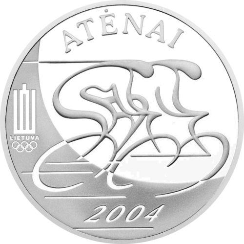 2004 Lietuva Olimpinės Atėnų žaidynės 50 litų sidabrinė moneta PF 70 ULTRA CAMEO (3)