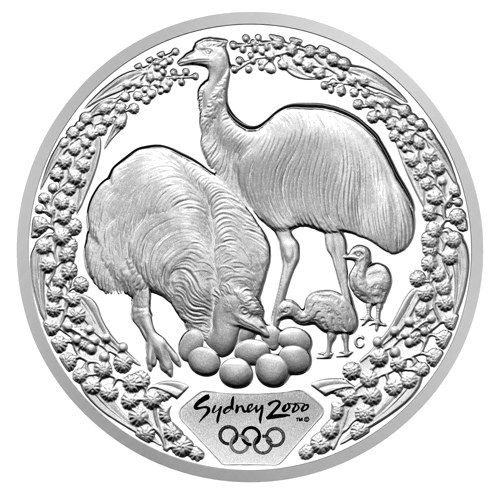 1 oz Sidnejas olimpiskās spēles – Emu 2000 Austrālija sudraba monēta (1)