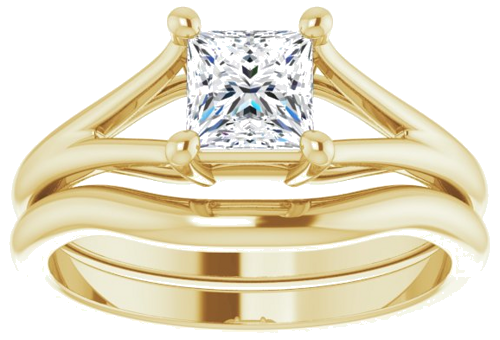 Sužadėtuvių Žiedas „Solitaire Split-Shank“ 14k yellow gold Square 5mm (8)