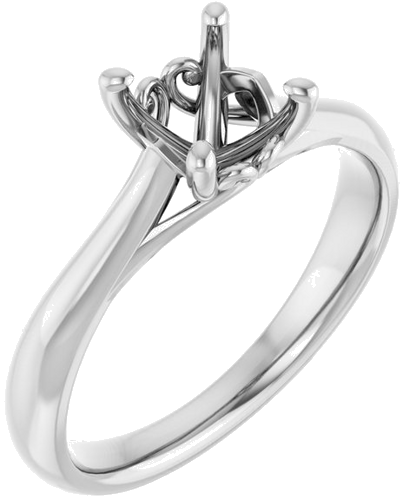 14K White  6.5 mm Round Solitaire Engagement Ring Mounting (1)