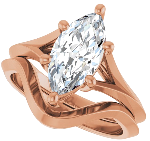14K Rose 12x6 mm Marquise Solitaire Engagement Ring Mounting (10)