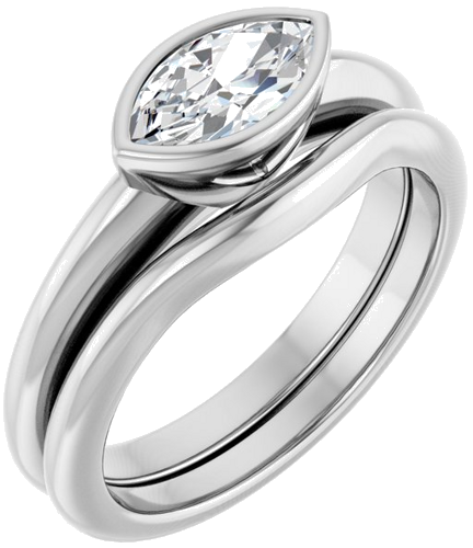 Sužadėtuvių Žiedas „Bezel-Set Solitaire“ 14k white gold Marquise 8.5mm x 4.5mm (6)