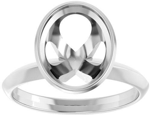 14K White 10 x 8 mm Oval Solitaire Engagement Ring Mounting (3)