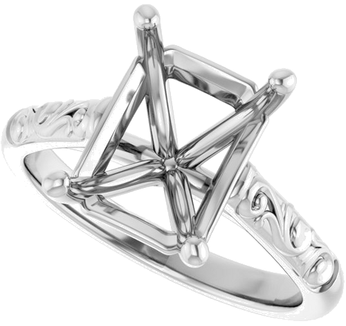 Sužadėtuvių Žiedas „Solitaire“ 14k white gold Emerald 10mm x 8mm (5)