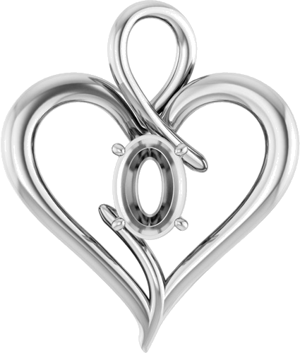 Pakabukas „Heart“ 585 Baltojo Aukso Oval 7mm x 5mm (1)