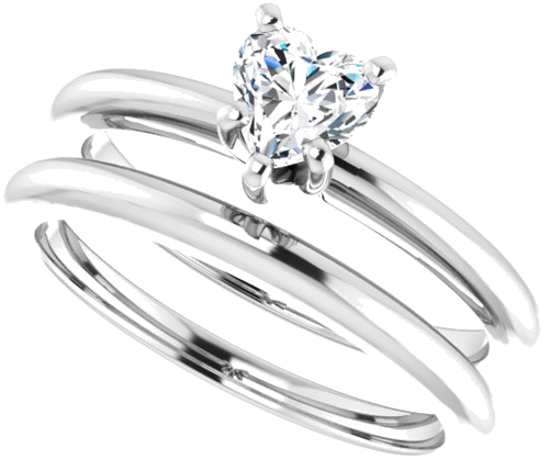 14K White  5x5 mm Heart Solitaire Engagement Ring Mounting (10)