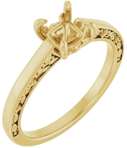 Sužadėtuvių Žiedas „Solitaire Floral“ 14k yellow gold Round 6.5mm (1)