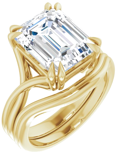 Sužadėtuvių Žiedas „Double Claw-Prong Solitaire Criss-Cross“ 10k yellow gold Emerald 11mm x 9mm (6)