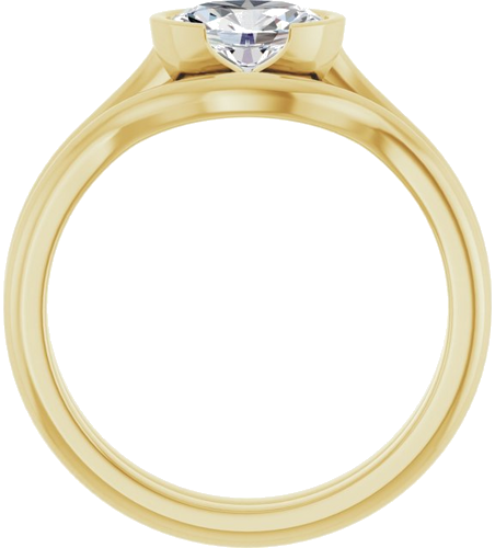 Sužadėtuvių Žiedas „Half Bezel Solitaire“ 585 Geltonojo Aukso Oval 7mm x 5mm (7)