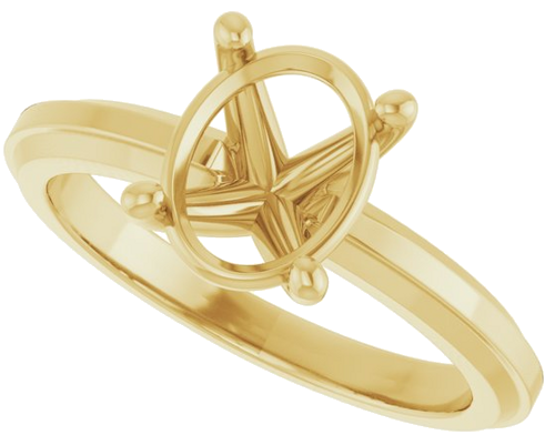 Sužadėtuvių Žiedas „Solitaire“ 585 Geltonojo Aukso Oval 9mm x 7mm (5)