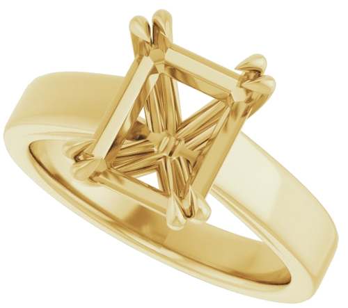 Sužadėtuvių Žiedas „Solitaire“ 585 Geltonojo Aukso Emerald 9mm x 7mm (5)