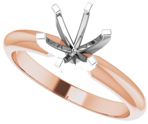 14K Rose   White 6-6.6 mm Round 6-Prong Solitaire Ring Mounting (5)