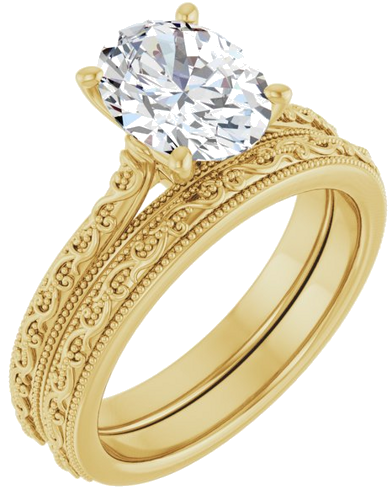 Sužadėtuvių Žiedas „Solitaire Sculptural“ 14k yellow gold Oval 9mm x 7mm (6)