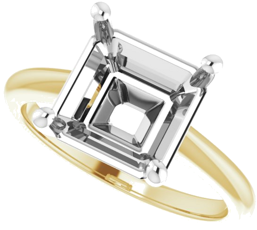 Sužadėtuvių Žiedas „Solitaire“ 14k yellow/white gold Asscher 9mm (5)