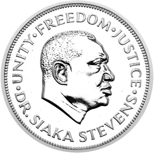 1 Leone 1974 Bankas jubileja Sjerraleone sudraba monēta (2)