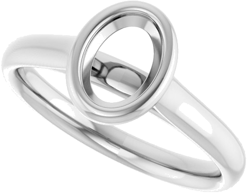 14K White  7x5 mm Oval Solitaire Engagement Ring Mounting (5)
