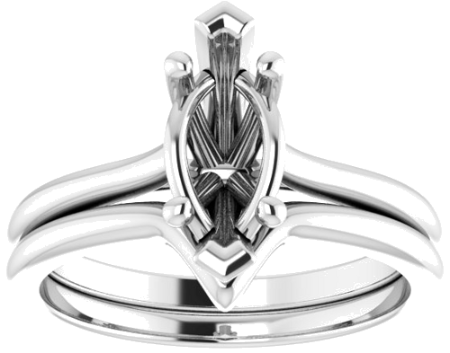Sužadėtuvių Žiedas „Solitaire“ 14k white gold Marquise 10mm x 5mm (8)