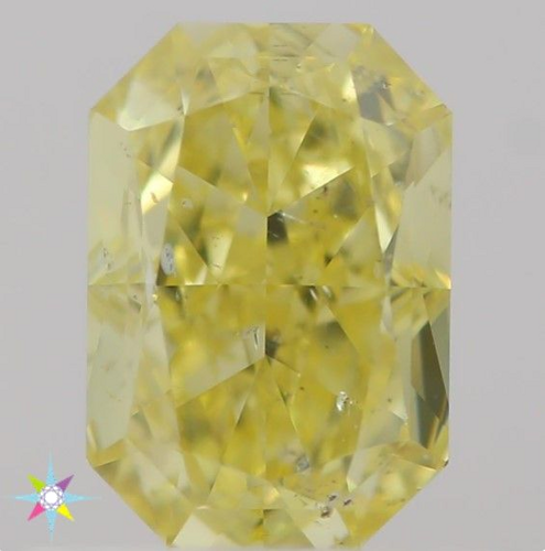0.69 carat Fancy Intense  Yellow-SI2 Natūralus Radiant Deimantas (1)