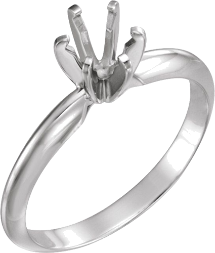 14K White 5.4-5.7 mm Round Pre-Notched 6-Prong Solitaire Ring Mounting (1)
