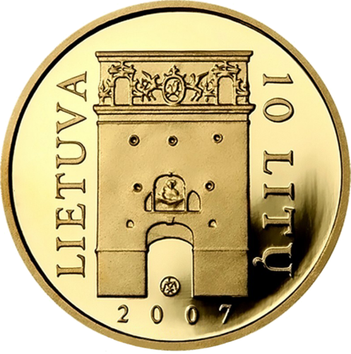 2007 Литва Златна монета от 10 литаса Портата на зората (Златно сечение) (1)