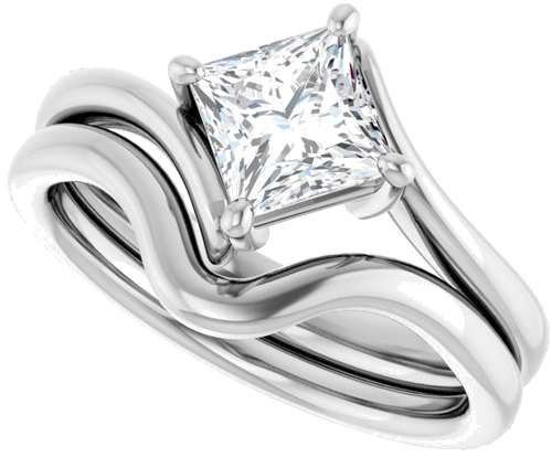 Sužadėtuvių Žiedas „Solitaire Bypass“ 14k white gold Square 5.5mm (10)