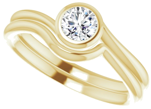 Sužadėtuvių Žiedas „Bezel-Set Solitaire“ 14k yellow gold Round 5.2mm (10)