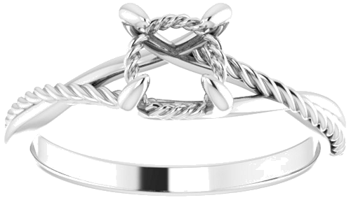 Sužadėtuvių Žiedas „Solitaire Rope“ 585 Baltojo Aukso Round 6.5mm (3)