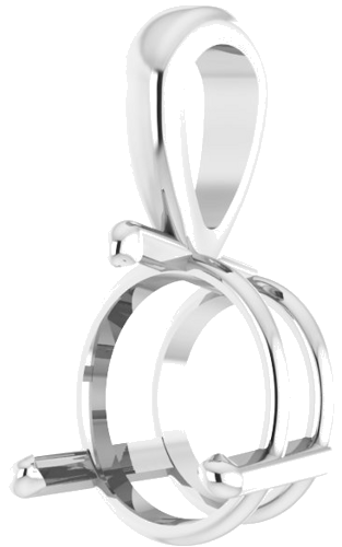 Sterling Silver 10 mm Round 3-Prong Pendant Mounting (2)