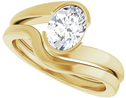 Sužadėtuvių Žiedas „Half-Bezel Solitaire“ 18k yellow gold Oval 7.5mm x 5.5mm (10)