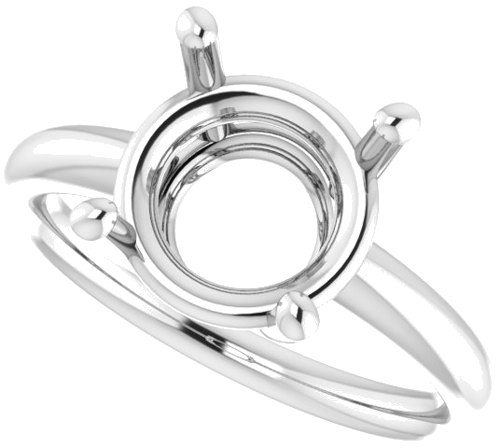 14K White 10 mm Round Engagement Ring Mounting (5)