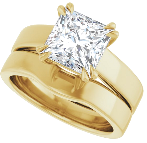 Sužadėtuvių Žiedas „Double Claw-Prong Solitaire“ 14k yellow gold Square 7.5mm (10)