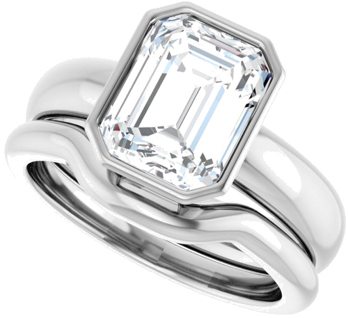 Sužadėtuvių Žiedas „Bezel-Set Solitaire“ 585 Baltojo Aukso Emerald 9mm x 7mm (10)