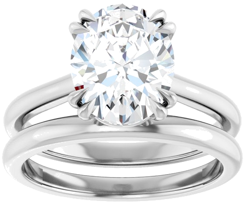 14K White 10x8 mm Oval Solitaire Engagement Ring Mounting (8)