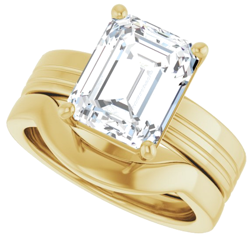 Sužadėtuvių Žiedas „Solitaire“ 585 Geltonojo Aukso Emerald 10mm x 8mm (10)