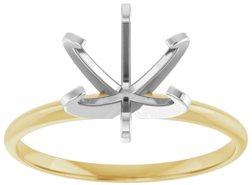 14K Yellow White 7.8-8.6 mm Round 6-Prong Solitaire Engagement Ring Mounting (3)
