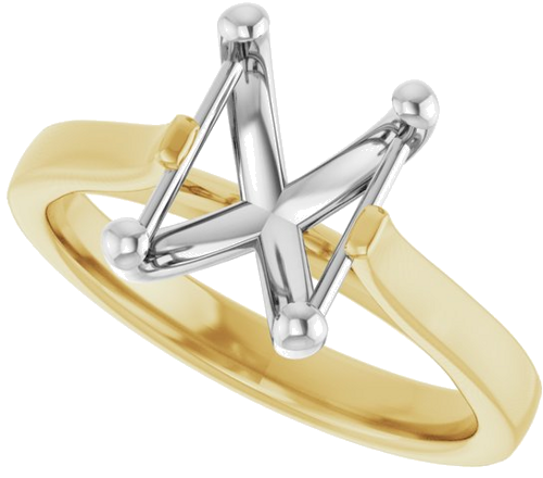 14K Yellow   White 9x7 mm Emerald Engagement Ring Mounting (5)