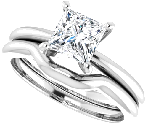 14K White  5.5x5.5 mm Square Solitaire Engagement Ring Mounting (10)