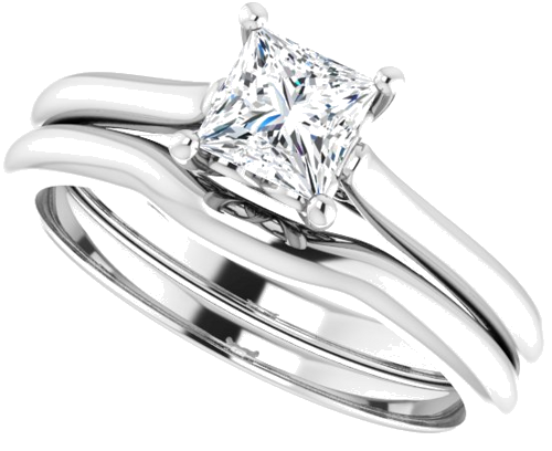 14K White 4.5 mm Square Solitaire Engagement Ring Mounting (10)