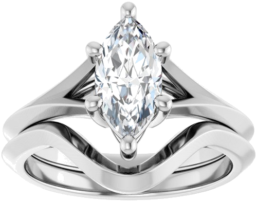 Sužadėtuvių Žiedas „Solitaire Split Shank“ 14k white gold Marquise 10mm x 5mm (8)