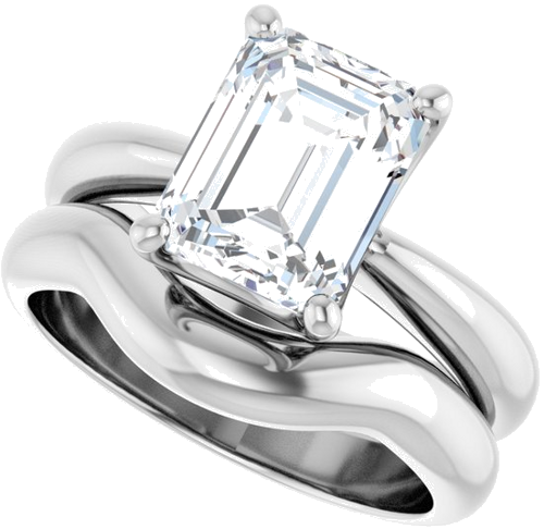 Sužadėtuvių Žiedas „Solitaire Crown-Inspired“ 14k white gold Emerald 9mm x 7mm (10)