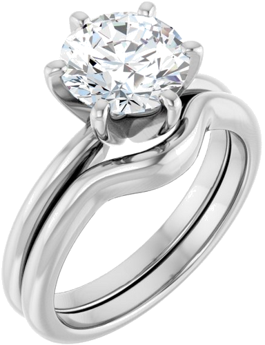 Sužadėtuvių Žiedas „Solitaire“ 585 Baltojo Aukso Round 8mm (6)