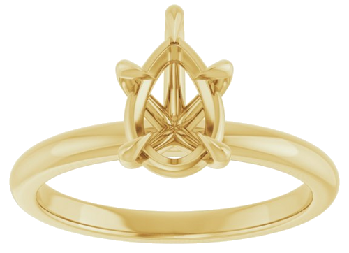 14K Yellow 9x6 mm Pear Solitaire Engagement Ring Mounting (3)