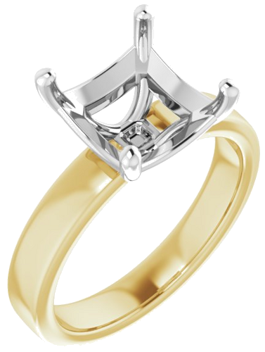 Sužadėtuvių Žiedas „Solitaire“ 14k yellow/white gold Asscher 9mm (1)