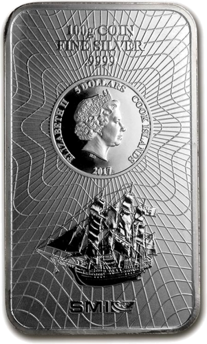 100 g Cook Islands 2017 silver 5 dollars Coin Bar (1)