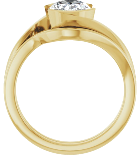 Sužadėtuvių Žiedas „Half-Bezel Solitaire“ 14k yellow gold Oval 9mm x 7mm (7)