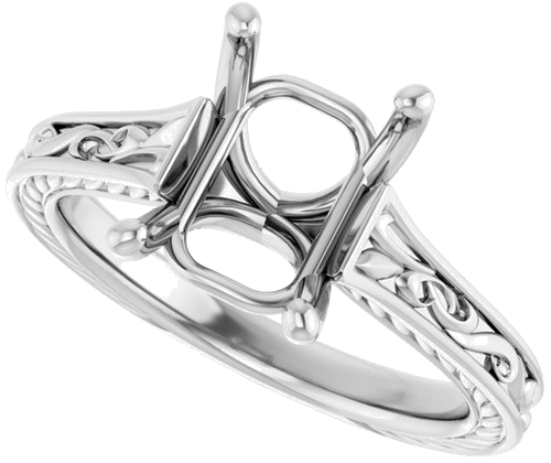 Sužadėtuvių Žiedas „Solitaire Scroll“ 950 Platinos Emerald 9mm x 7mm (5)