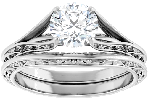 14K White 6.5 mm Round Engagement Ring Mounting (8)