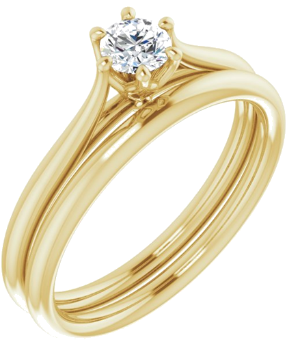 14K Yellow 4.1 mm Round Engagement Ring Mounting (6)